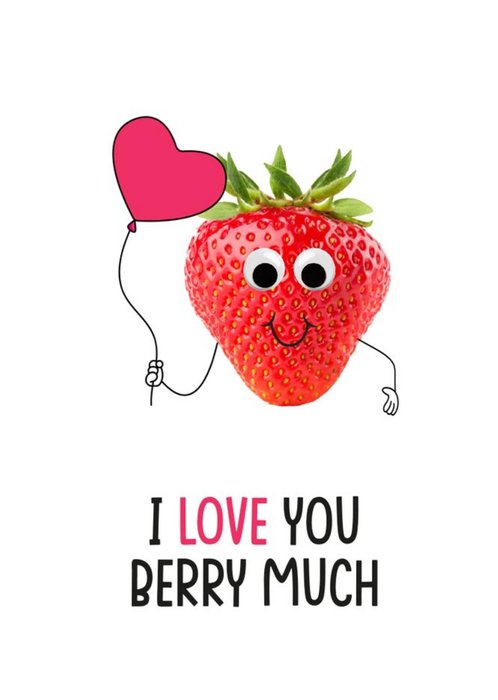 Cute Photographic I Love You Berry Much Anniversary Card