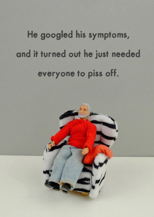 Funny Photographic Male Figurine in Armchair Rude Humour Card