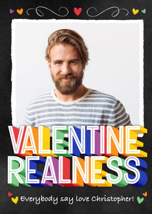 Valentine Realness Pride Rainbow Photo Upload Valentine's Day Card