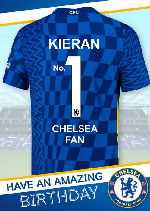 Chelsea FC No.1 Fan Football Shirt Birthday Card