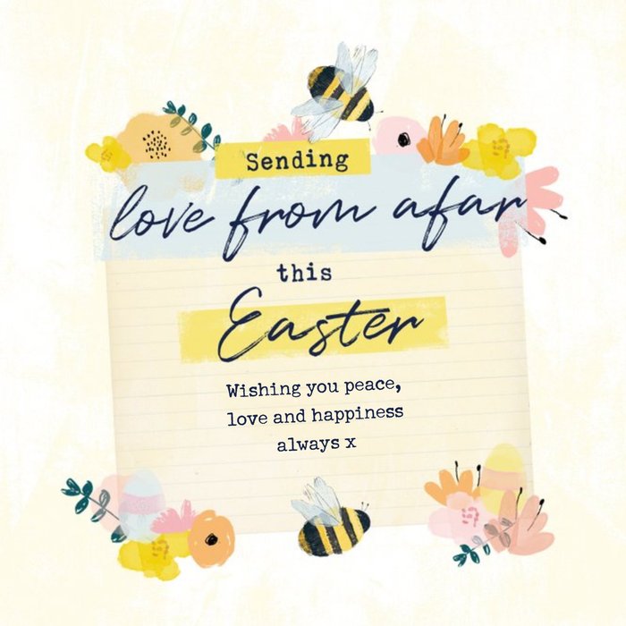 Bees Knees Floral Bees Easter Eggs Sending Love From Afar This Easter Card