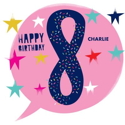 Large 8 Sprinkles And Stars Birthday Card