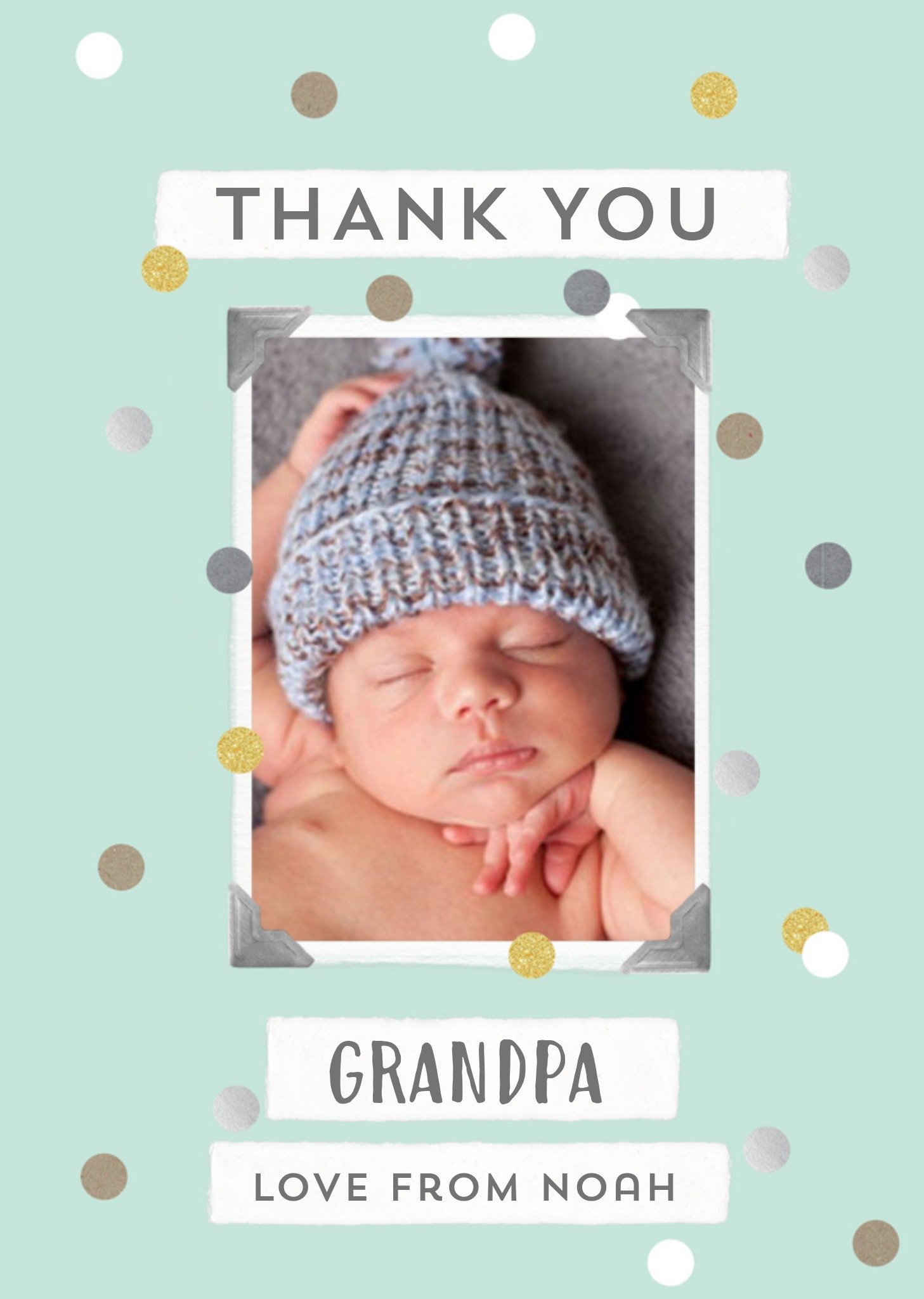 Moonpig Confetti Thank You Grandpa Photo Upload Card, Large