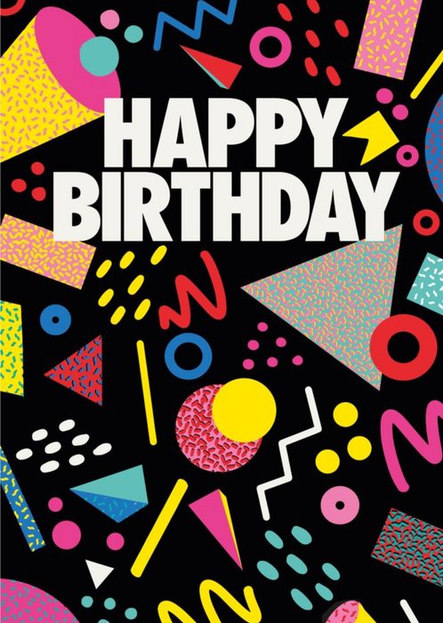 Retro Dark Design Happy Birthday Card