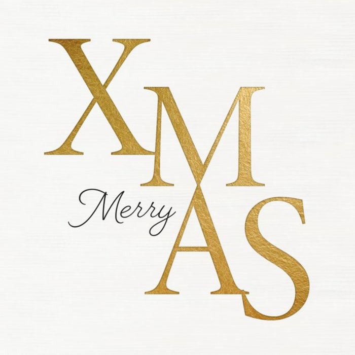 Gold Typography On A White Background Christmas Card