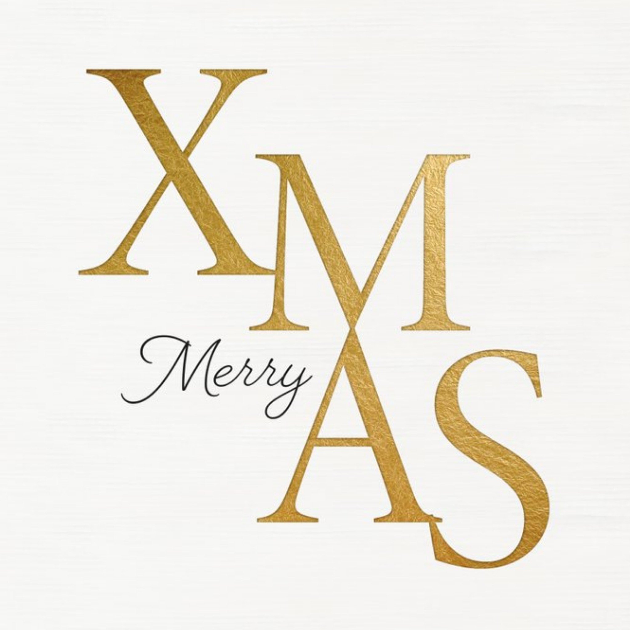 Gold Typography On A White Background Christmas Card, Square