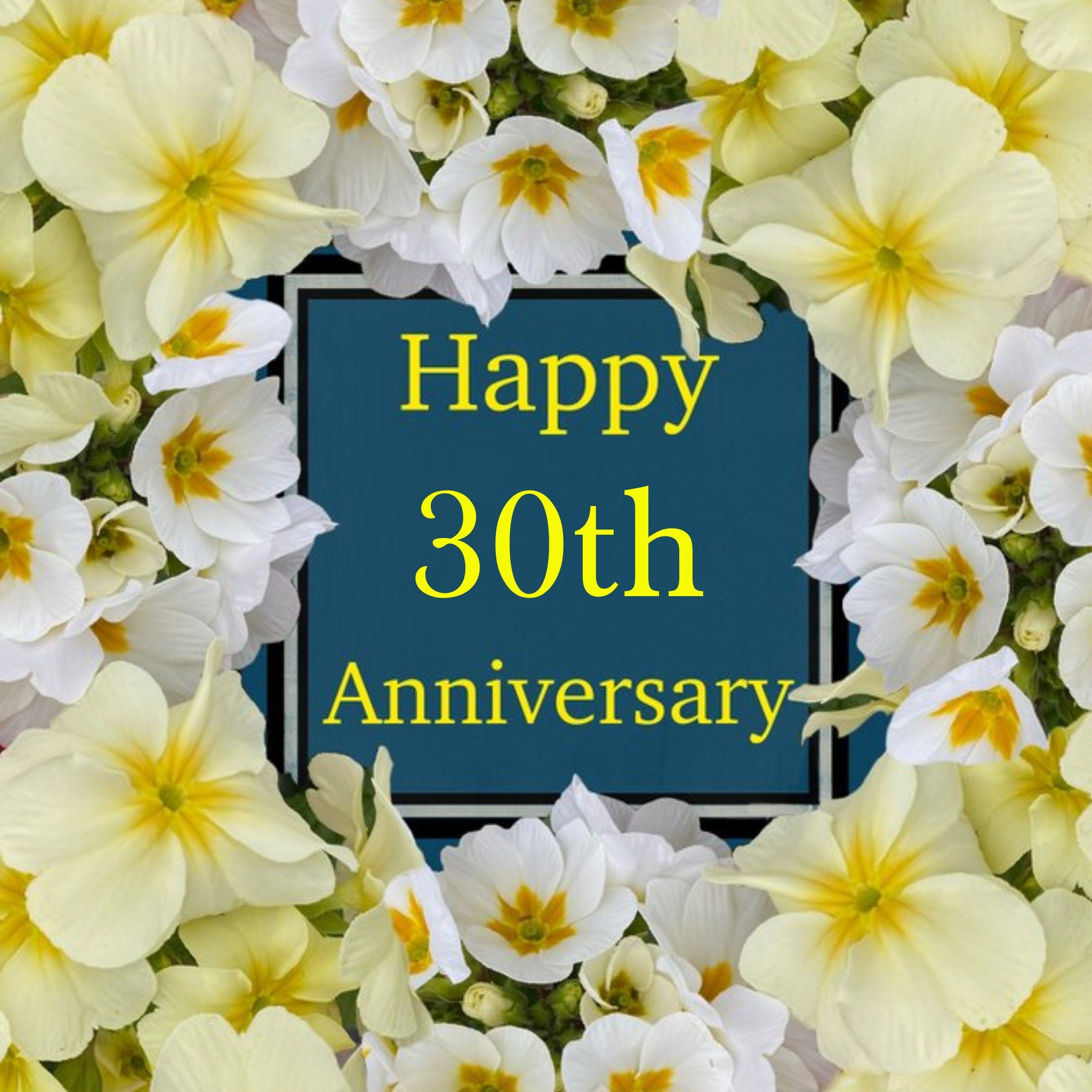 Photographic Boarder Of Flowers Personalise Year Anniversary Card, Square