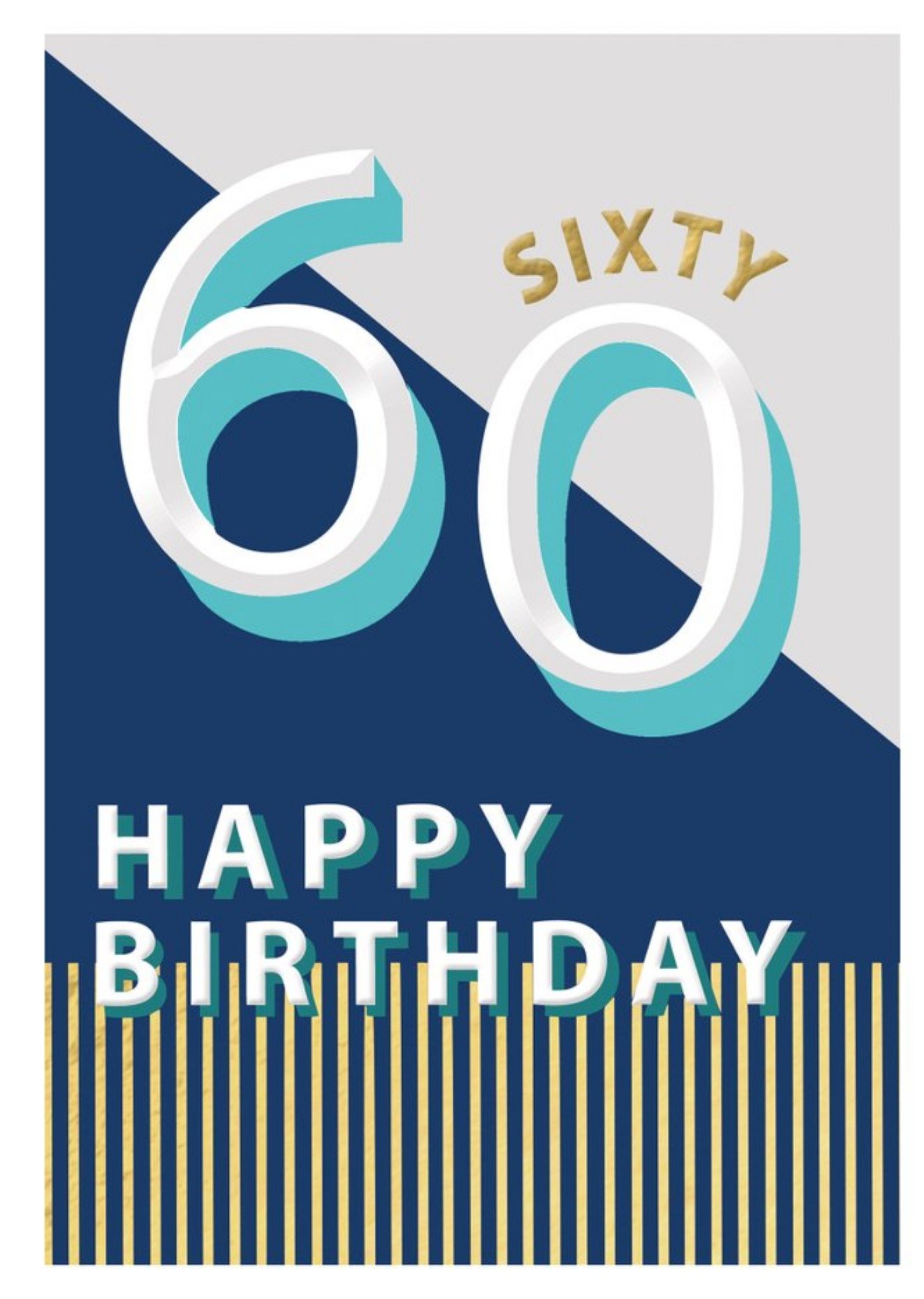 Moonpig 60 Happy Birthday Block Colour Card, Large