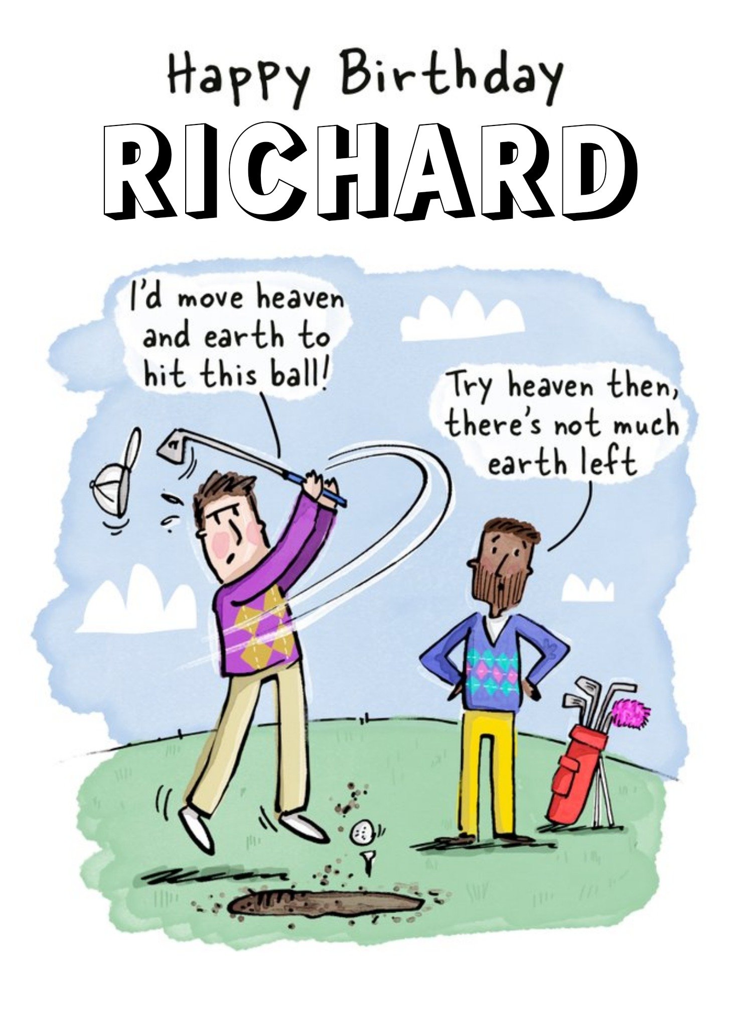 Moonpig Good Sport Illustrated Funny Golfing Birthday Card, Large
