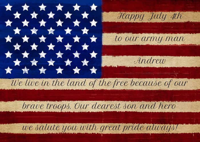 Happy 4th July American flag with short patriotic verse