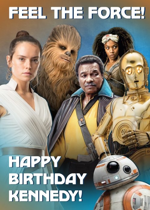 Star Wars Episode 9 The Rise of Skywalker Rebels Rey Chewbacca BB-8 C-3PO personalised birthday card