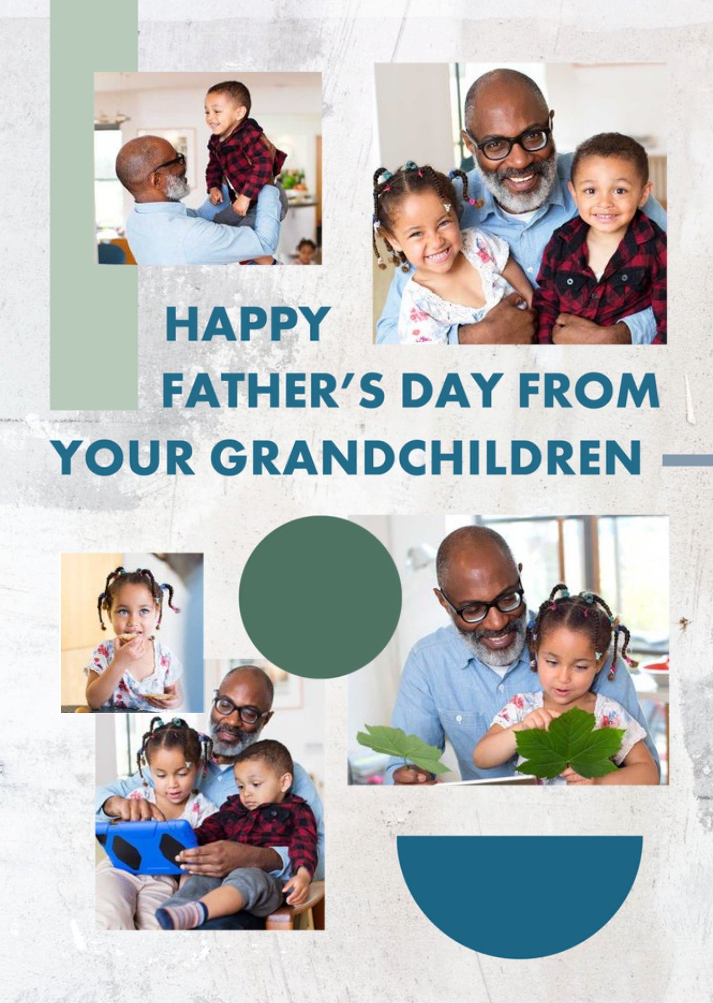 Multiple Photo Frames With Shapes On A Textured Background Grandad's Photo Upload Father's Day Card Ecard