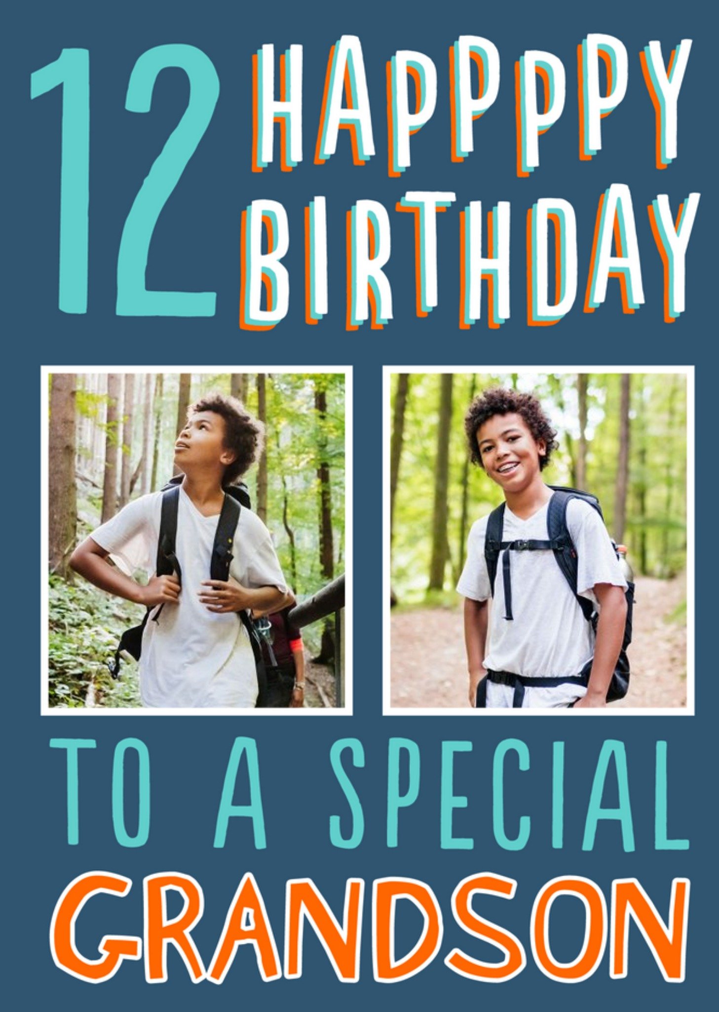 Big Bold Type Special Grandson Photo Upload 12 Birthday Card Ecard