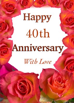 Photographic Boarder Of Red Roses Personalise Year Anniversary Card
