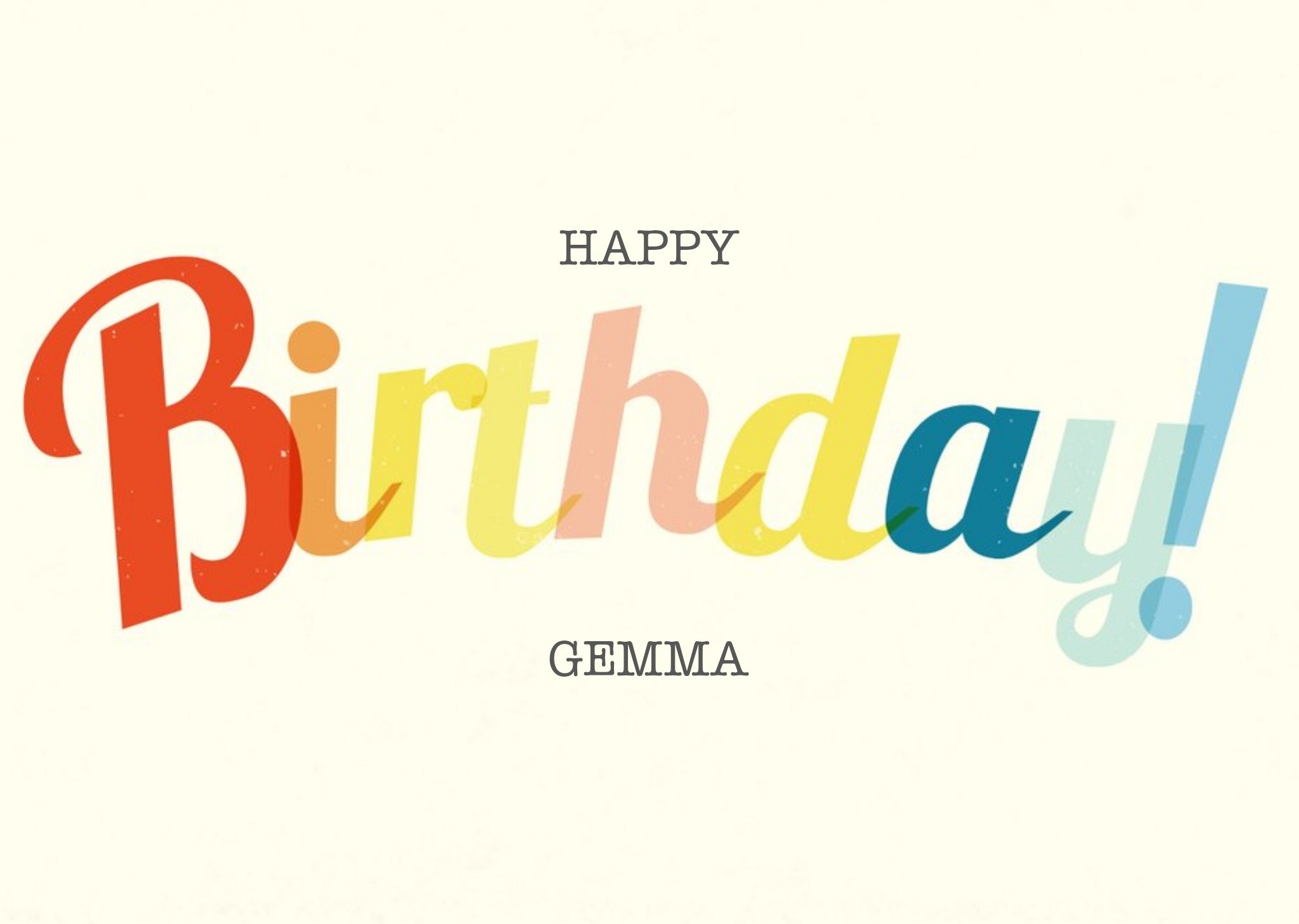 Classic Colourful Lettering Personalised Happy Birthday Card Ecard