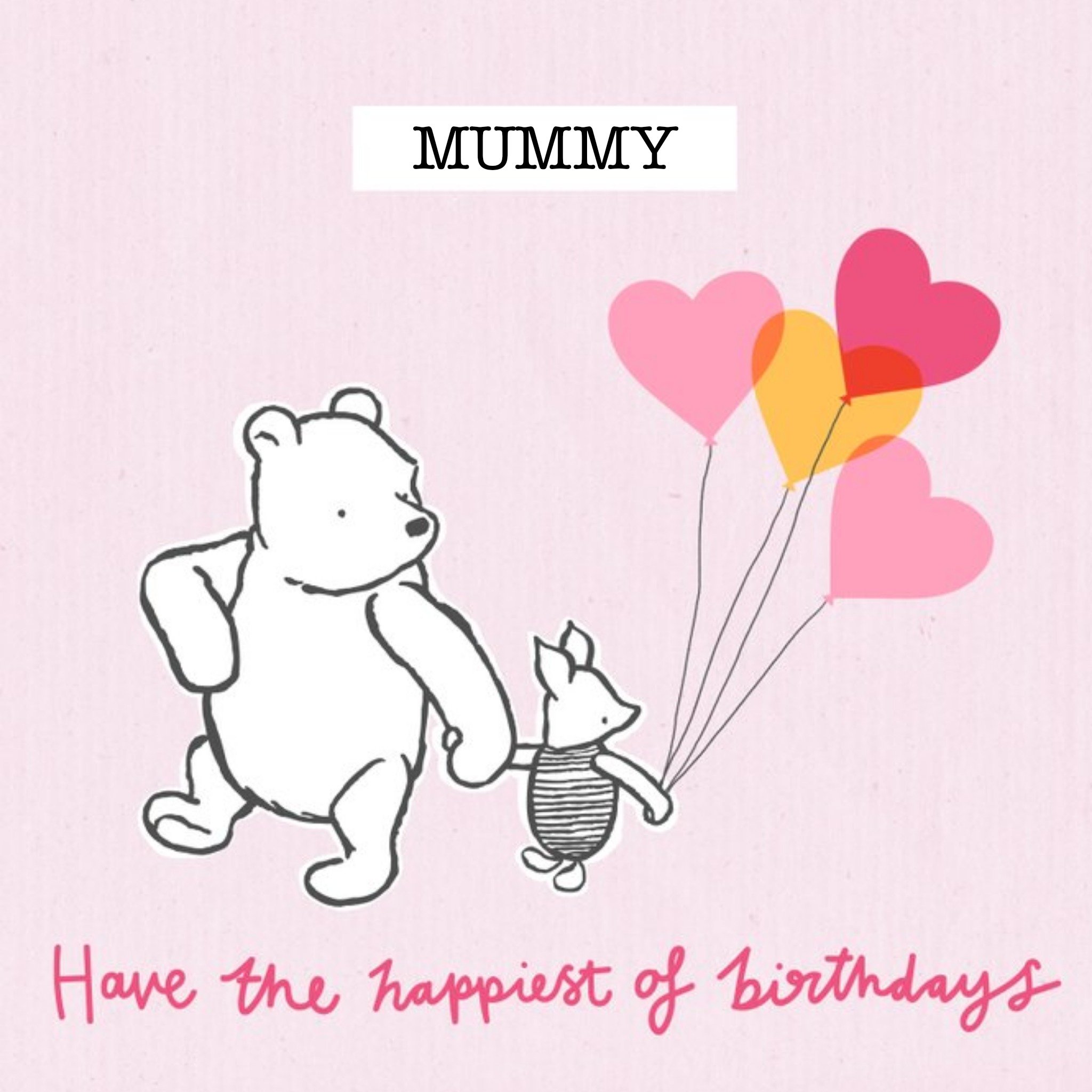 Disney Winnie The Pooh Happiest Of Birthdays Card For Mum, Square