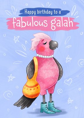 Stray Leaves Illustrated Pink Fabulous Galah Birthday Card