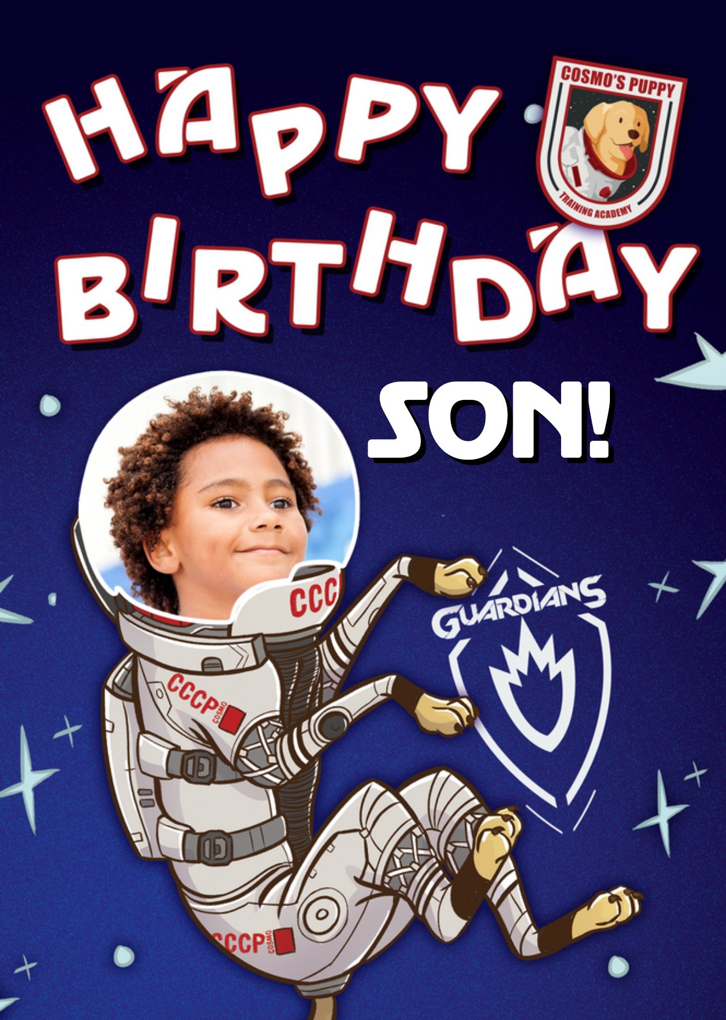 Marvel Guardians Of The Galaxy Cosmo Son Photo Upload Birthday Card, Large