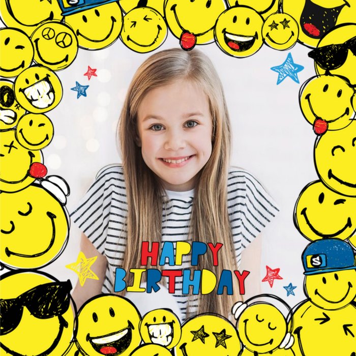 Smiley World Stars And Stickers Frame Photo Upload Card