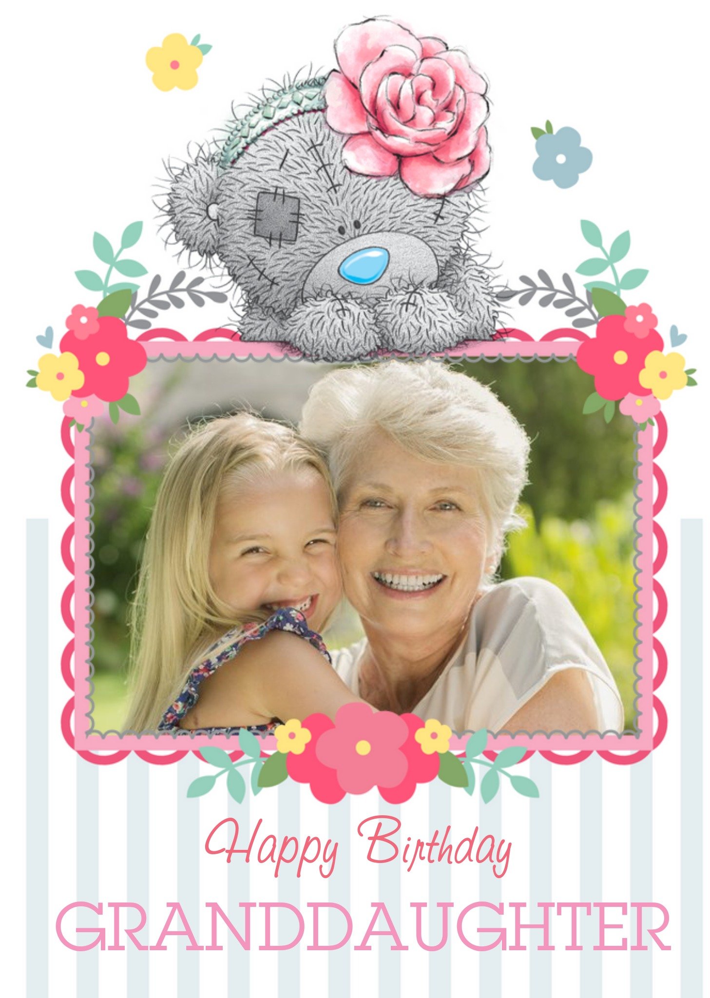 Me To You Tatty Teddy With Flower In Hair Personalised Photo Upload Happy Birthday Card For Granddaughter Ecard