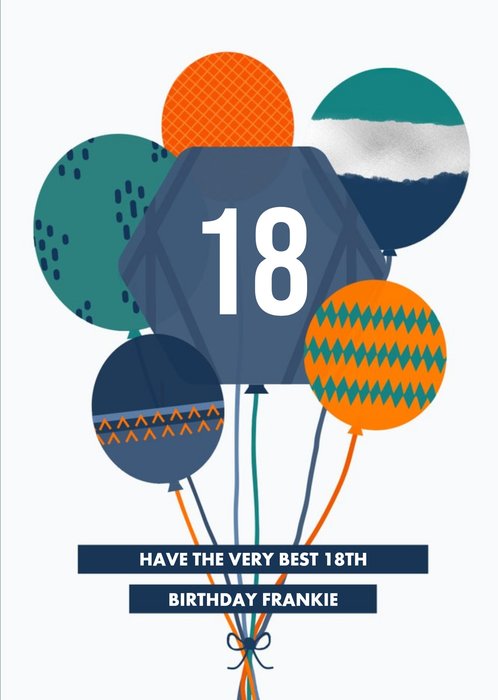 Patterened Balloons Very Best 18th Birthday Card