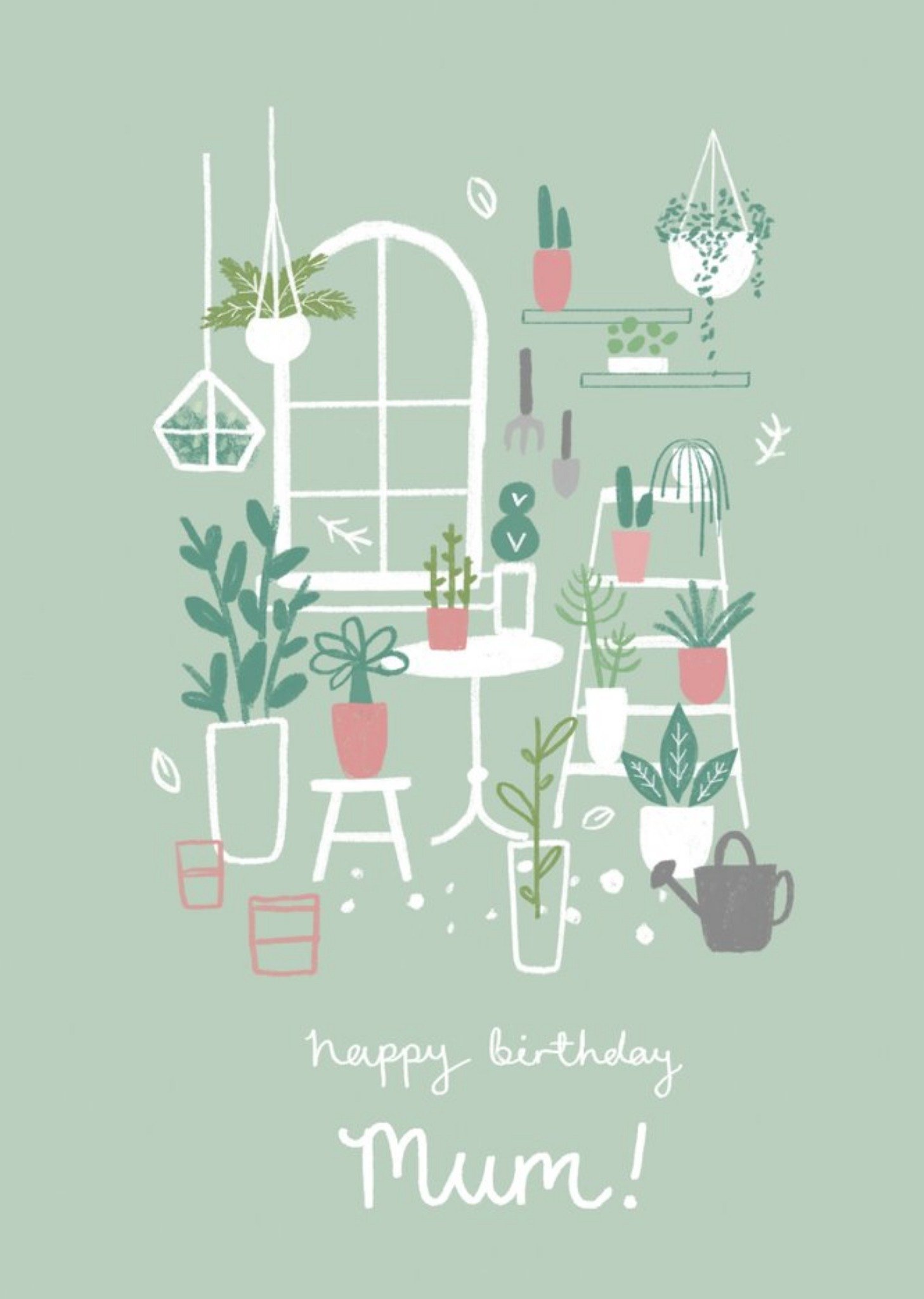 Moonpig Illustrated House Plant Birthday Card Ecard