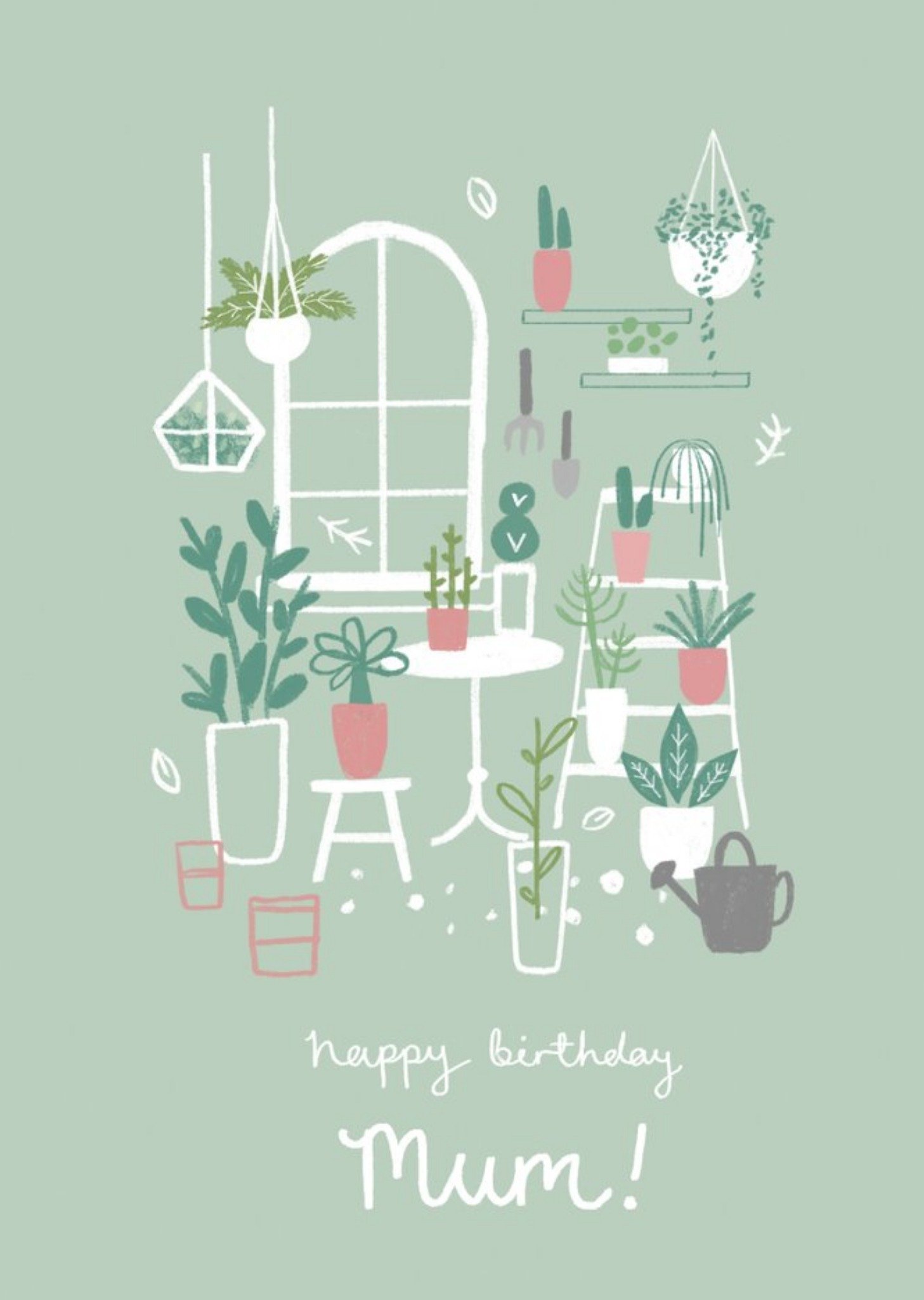 Illustrated House Plant Birthday Card Ecard