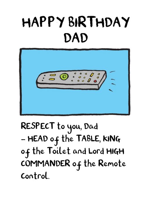 Lord High Commander Of The Remote Control Birthday Card For Dad