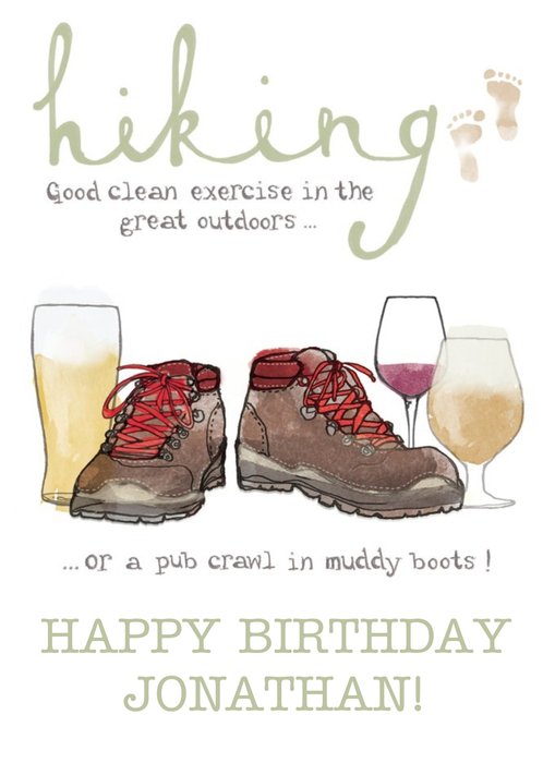 Hiking And Pub Crawl Happy Birthday Card