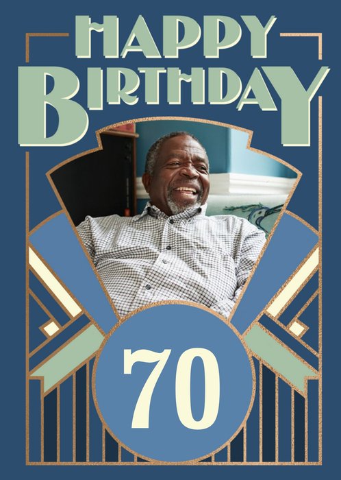 Art Deco Happy 70th Birthday Photo Upload Birthday Card