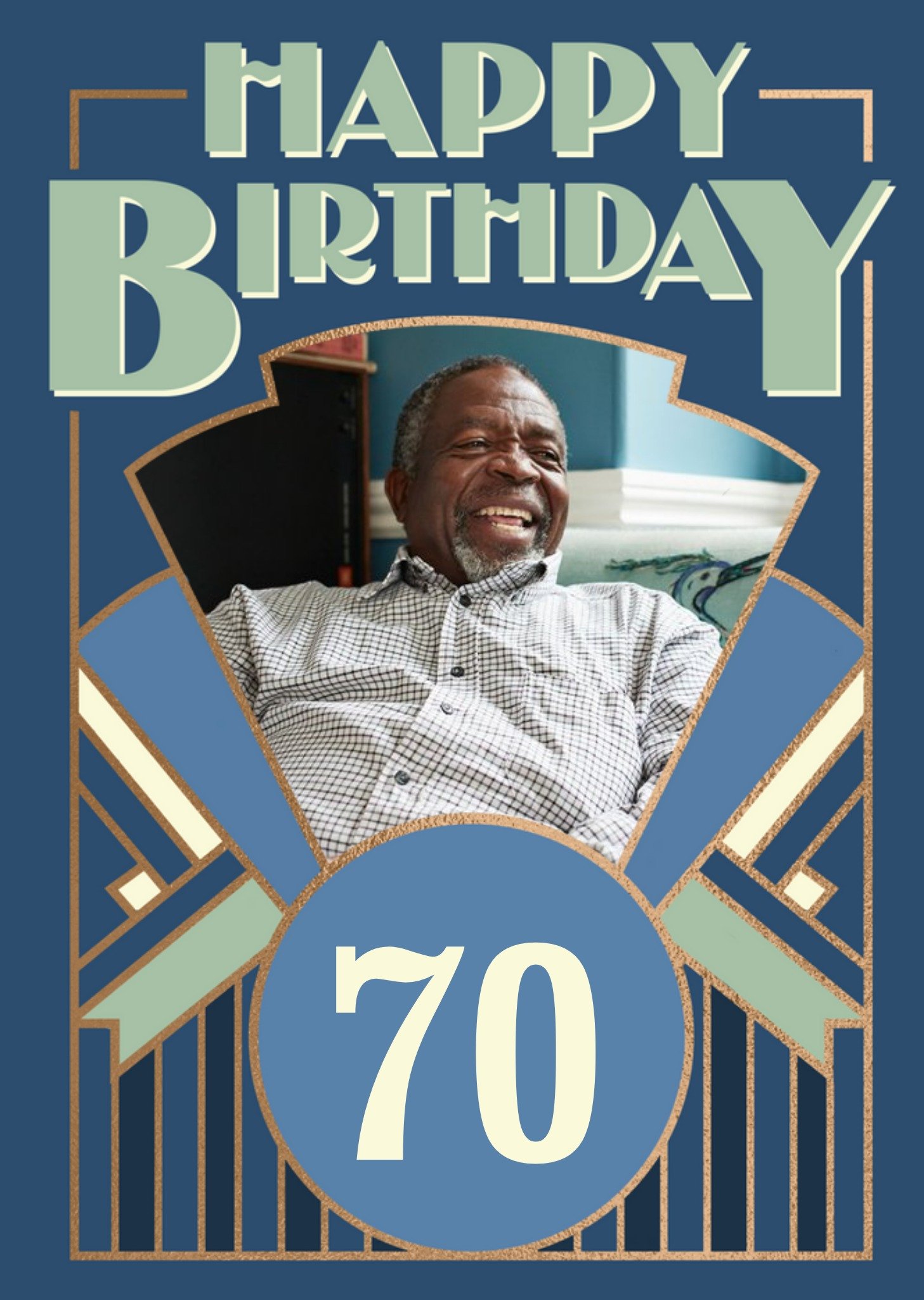 Art Deco Happy 70th Birthday Photo Upload Birthday Card Ecard