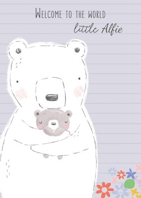 Cute Parent and Baby Bear Welcome to The World New Baby Card