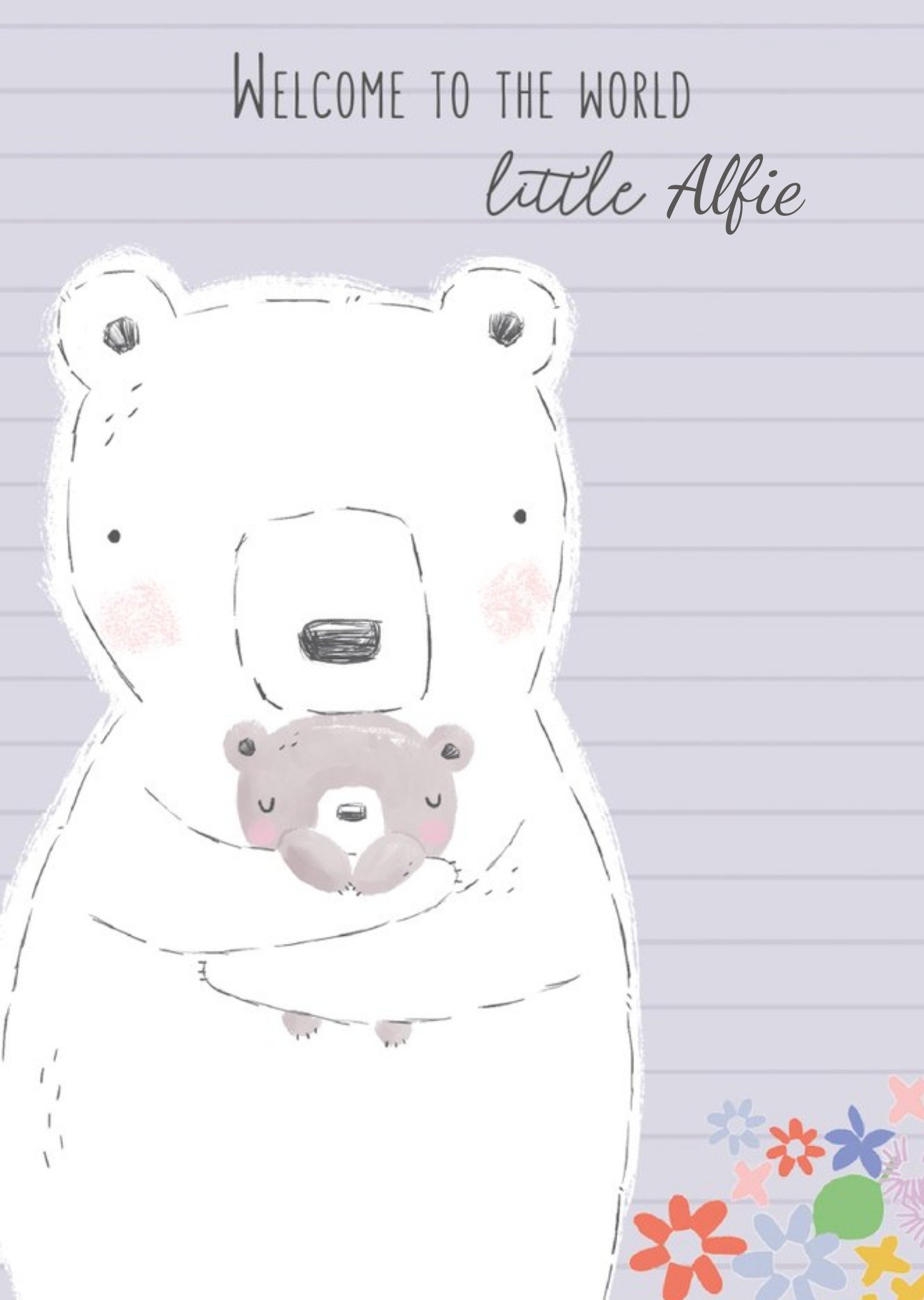 Cute Parent And Baby Bear Welcome To The World New Baby Card