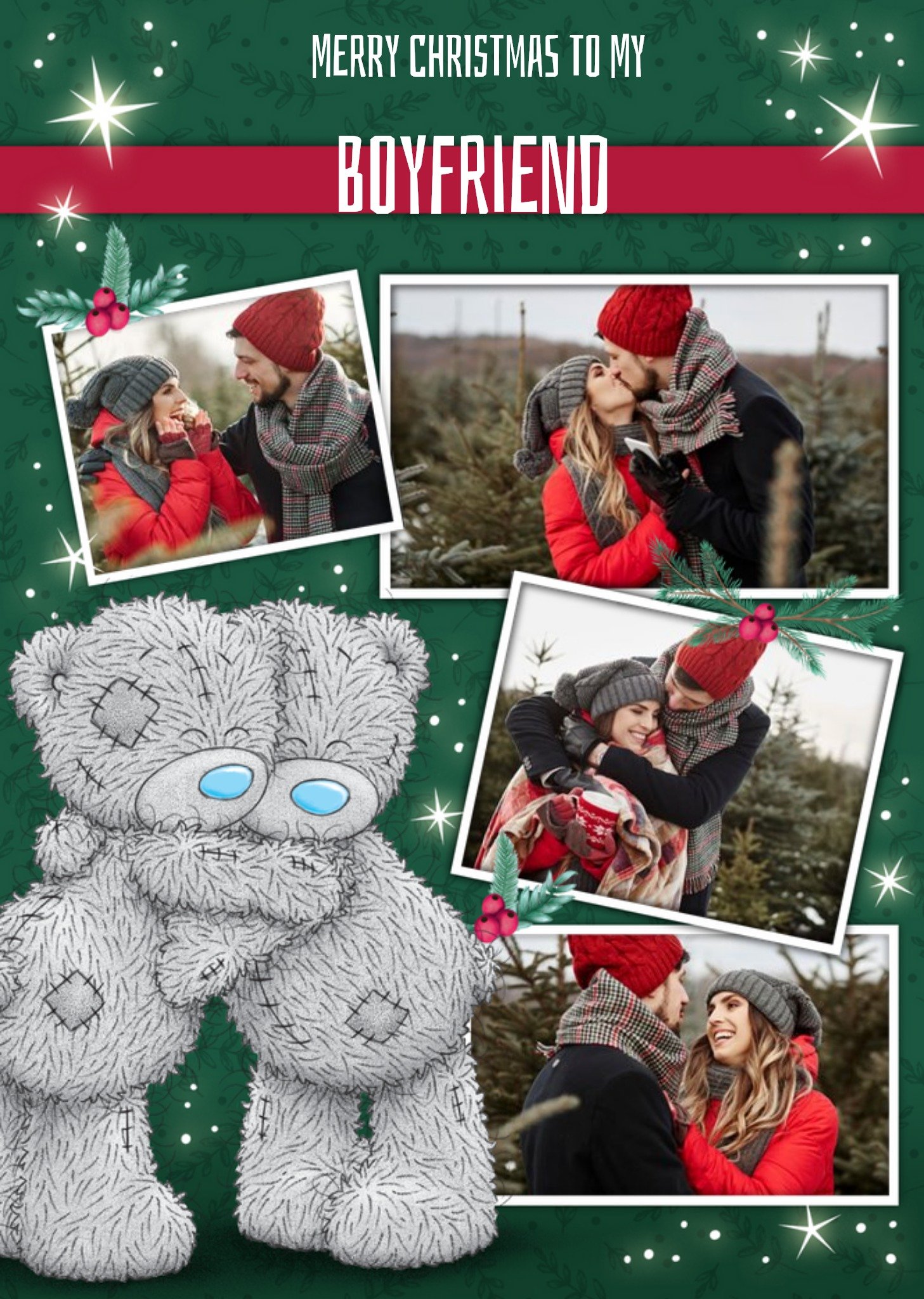 Me To You Tatty Teddy Photo Upload Christmas Card To My Boyfriend, Large