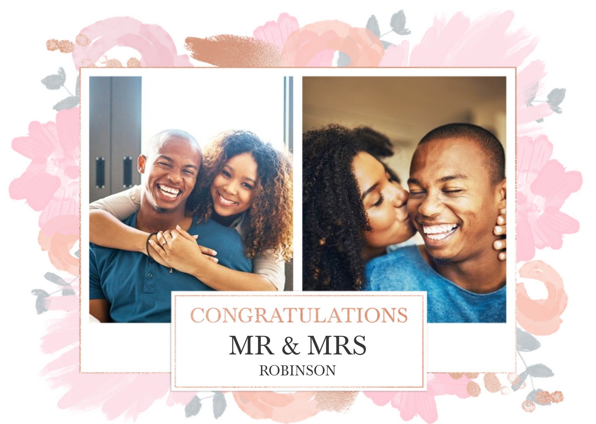 Moonpig Wedding Card - Congratulations - Mr & Mrs - Photo Upload Ecard