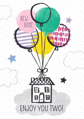 Enjoy You Two Balloons Personalised New Home Card