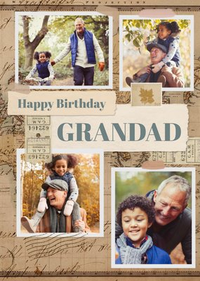 Nostalgic Vintage Photographic Map Happy Birthday Grandad Photo Upload Birthday Card