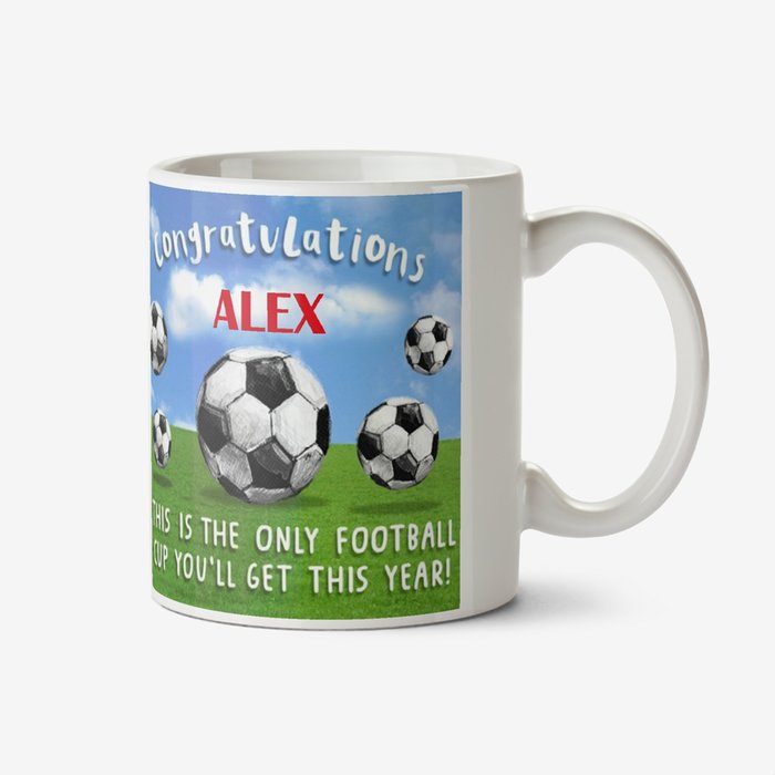 Funny Illustrated Football Congratulations Mug