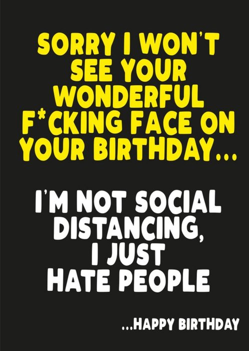 Covid 19 Social Distancing Happy Birthday Card