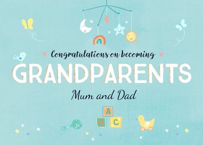 Typographic Illustrated Congratulations On Becoming Grandparents Card