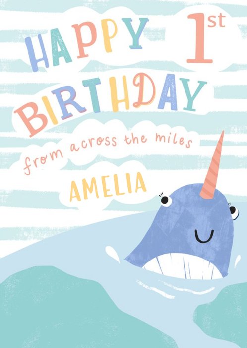 Happy 1st Birthday From Across The Miles Whale Card