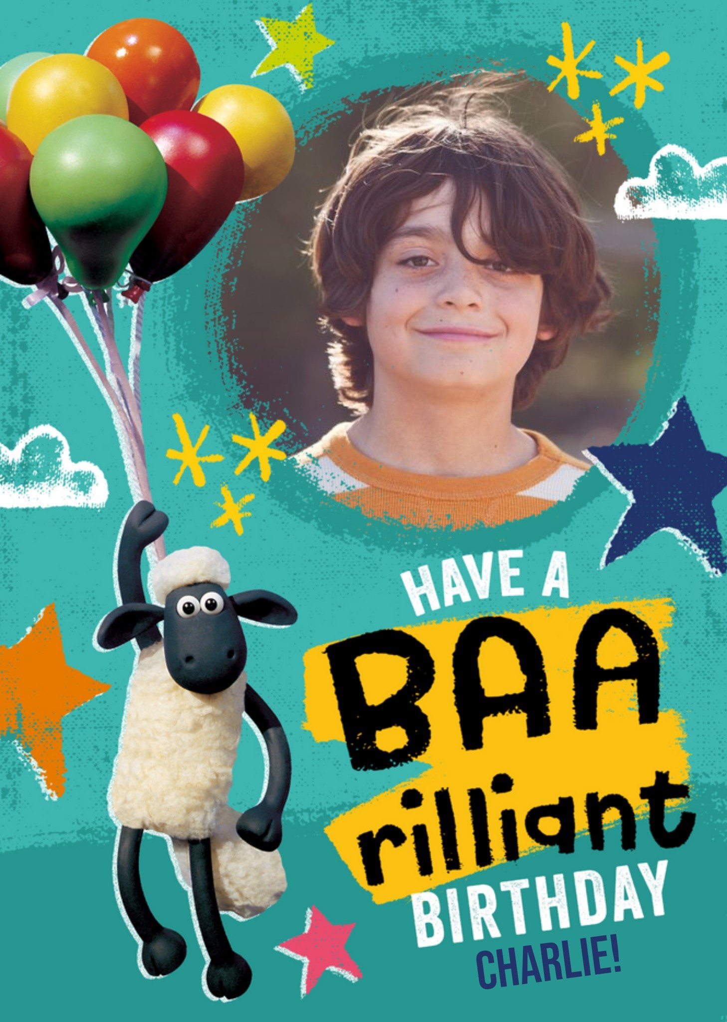 Other Shaun The Sheep Baa-Rilliant Photo Upload Birthday Card, Large
