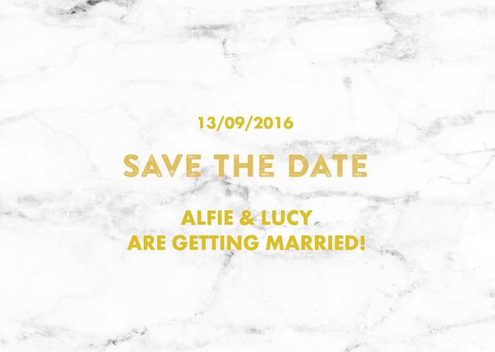 Metallic Gold And Marble Save The Date Wedding Cards