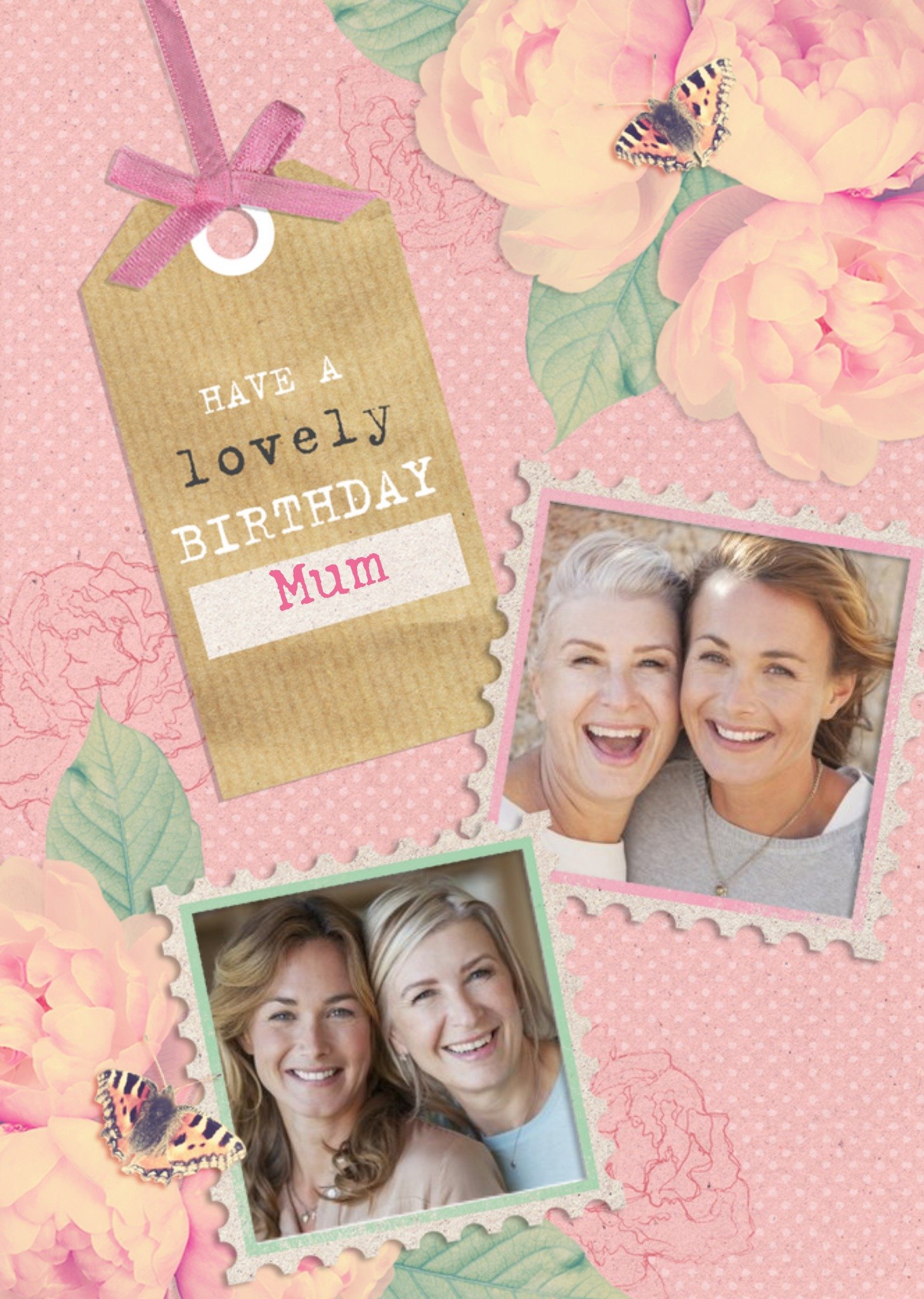 Moonpig Bright Pink Roses Happy Birthday Mum Card Ecard