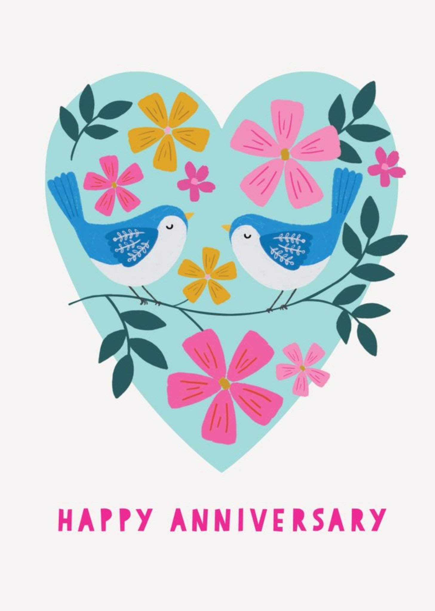 Moonpig Happy Anniversary Floral Heart Card, Large