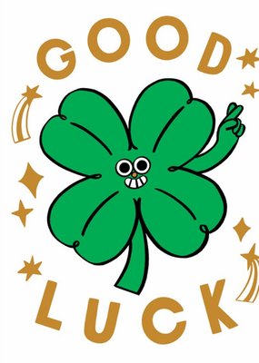 Jacky Sheridan Illustrated Four Leaf Clover Good Luck Card