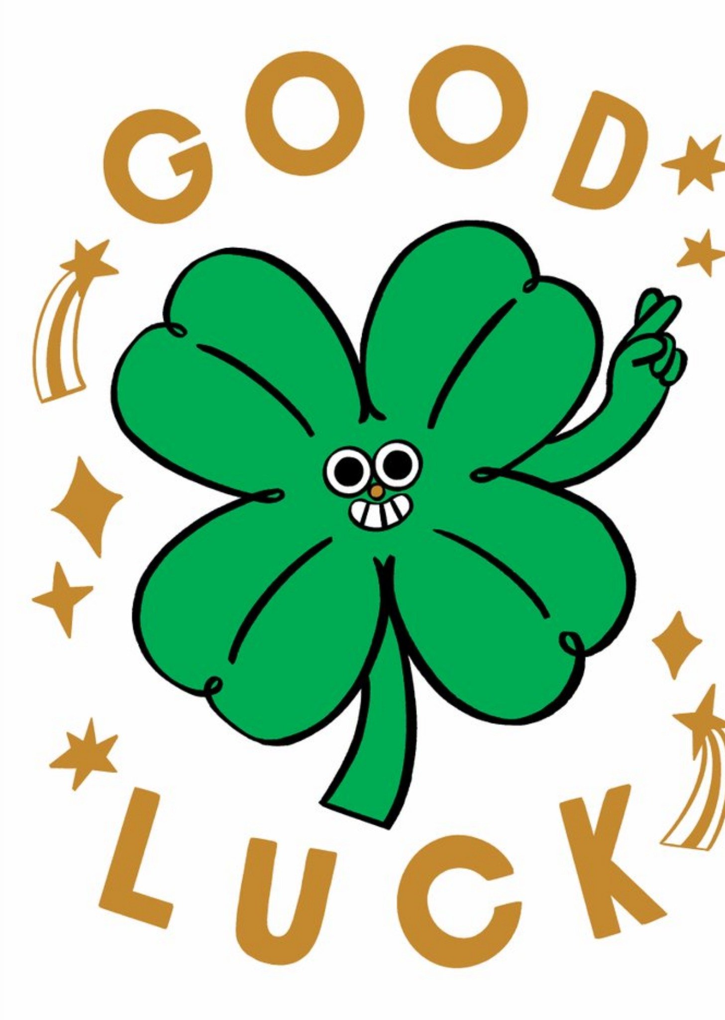 Jacky Sheridan Illustrated Four Leaf Clover Good Luck Card Ecard