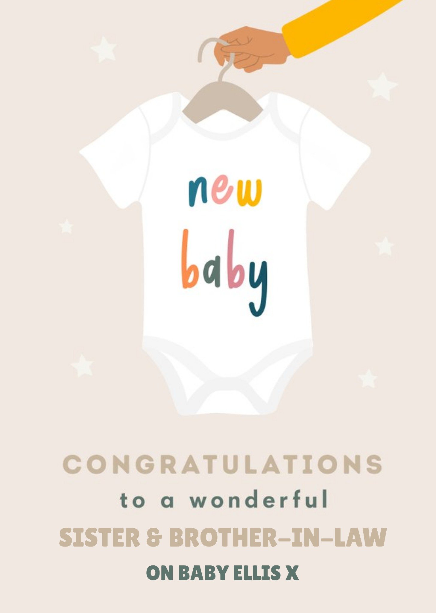 Moonpig Illustration Of A Baby Grow New Baby Congratulations Card, Large