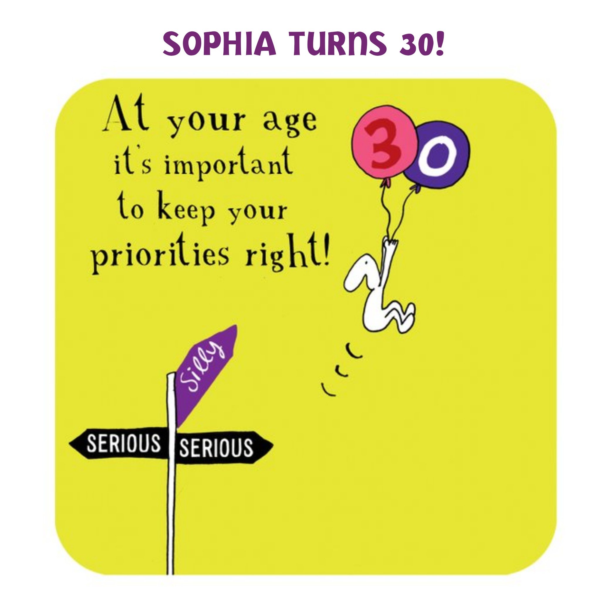 Moonpig Personalised Keep Your Priorities Right 30th Birthday Card, Square