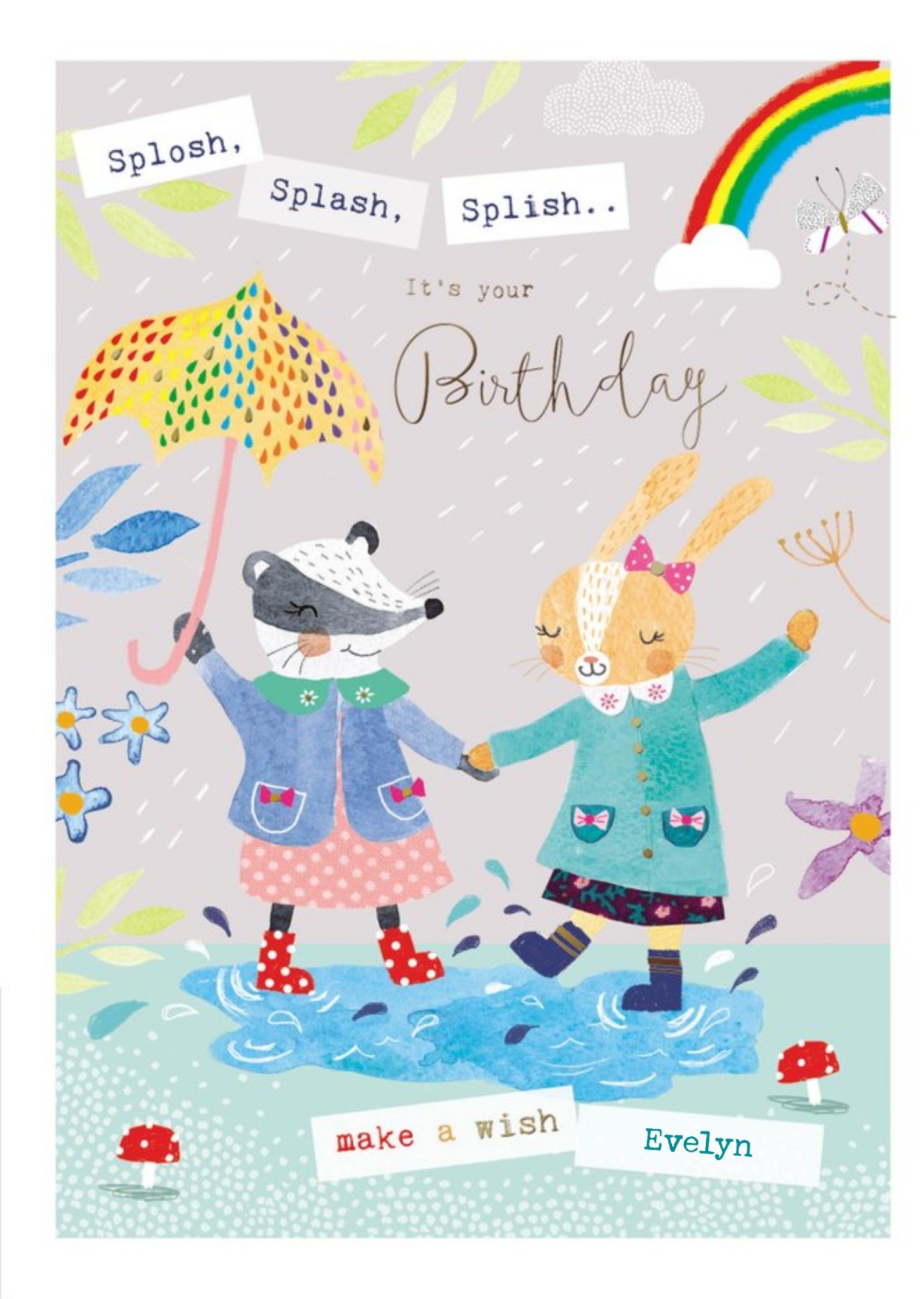 Moonpig Splosh, Splash, Splish, Its Your Birthday Make A Wish , Large Card